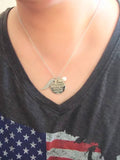 Angel Wing Necklace with Pearl - Engraved Round -  " A piece of my heart lives in heaven "