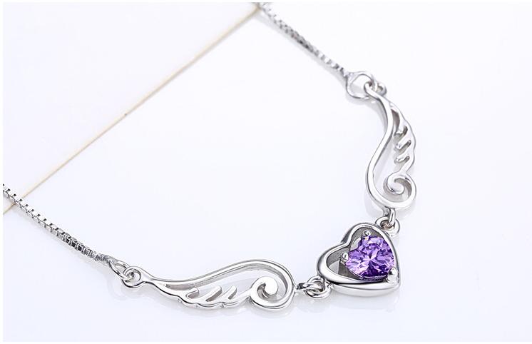 Eternal Love 925 Sterling Silver Winged Heart Chain Necklace