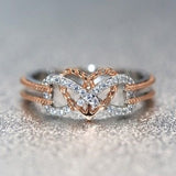 Rose Gold and Silver Two-Tone Infinity Ring with Heart and Anchor - Paved with Gemstones - Beautiful Infinite Love Ring