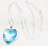 Beautiful White Dove Photo Cabochon Necklace Pendant with Link Chain