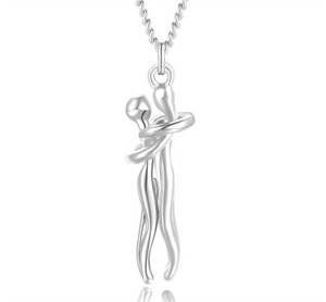 Dancing in the Sky Couples Hug Pendant - 18 Inch Chain Stainless