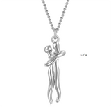 Dancing in the Sky Couples Hug Pendant - 18 Inch Chain Stainless