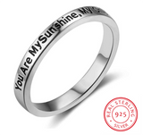 Engraved - You Are My Sunshine,My Only Sunshine .925 Sterling Silver Ring