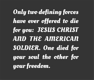 Jesus and the American Soldier - Decal White 5.5"H x 6"L