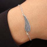 Vintage Silver Angel Wing Feather Bracelet Bangle - Charm Bracelet